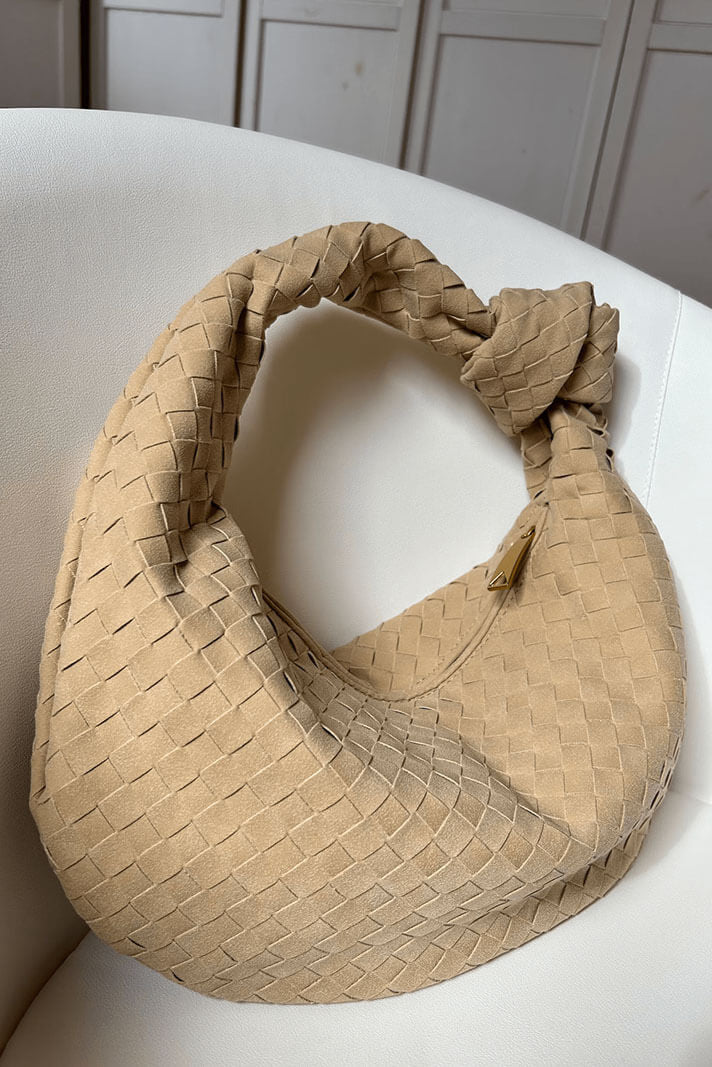 Bolsa tejida mediana con nudo, vista 12