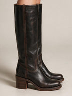 Bota alta estilo vaquero, color piel natural, segunda vista