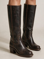 Bota alta estilo vaquero, color piel natural, tercera vista
