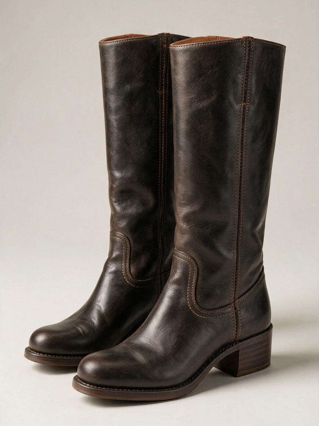 Bota alta estilo vaquero, color piel natural, cuarta vista