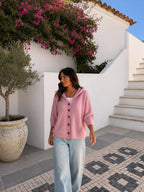 Cárdigan tejido ligero con capucha, color rosa, segunda vista