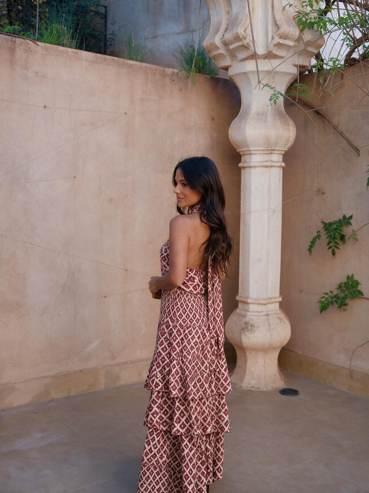 Conjunto de dos piezas con cuello halter, vista trasera