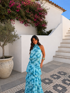 Conjunto de dos piezas con falda larga, Azul, vista frontal