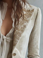 Perla | saco marfil con bordado dorado