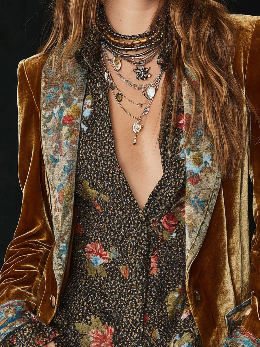 Rosaura | saco de terciopelo con solapa floral