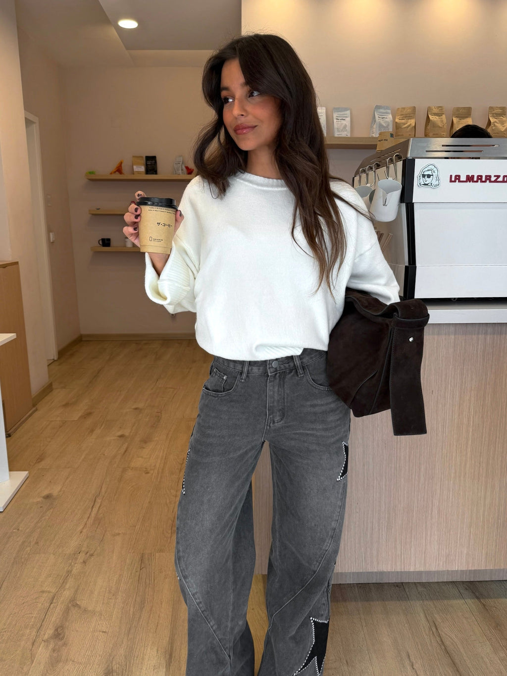 Jeans con estrellas bordadas, Gris, octava vista