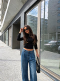 Jeans de tiro alto y pierna ancha, vista frontal