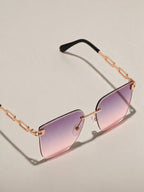Lentes de sol con micas degradadas, color gris rosado, vista frontal