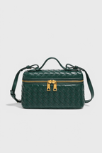 Mini bolsa cofre tejida con detalles dorados, vista 7