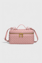 Mini bolsa cofre tejida con detalles dorados, vista 8