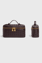 Mini bolsa cofre tejida con detalles dorados, vista 9