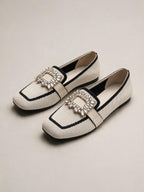 Mocasines con hebilla e inserto de tul, color beige, cuarta vista