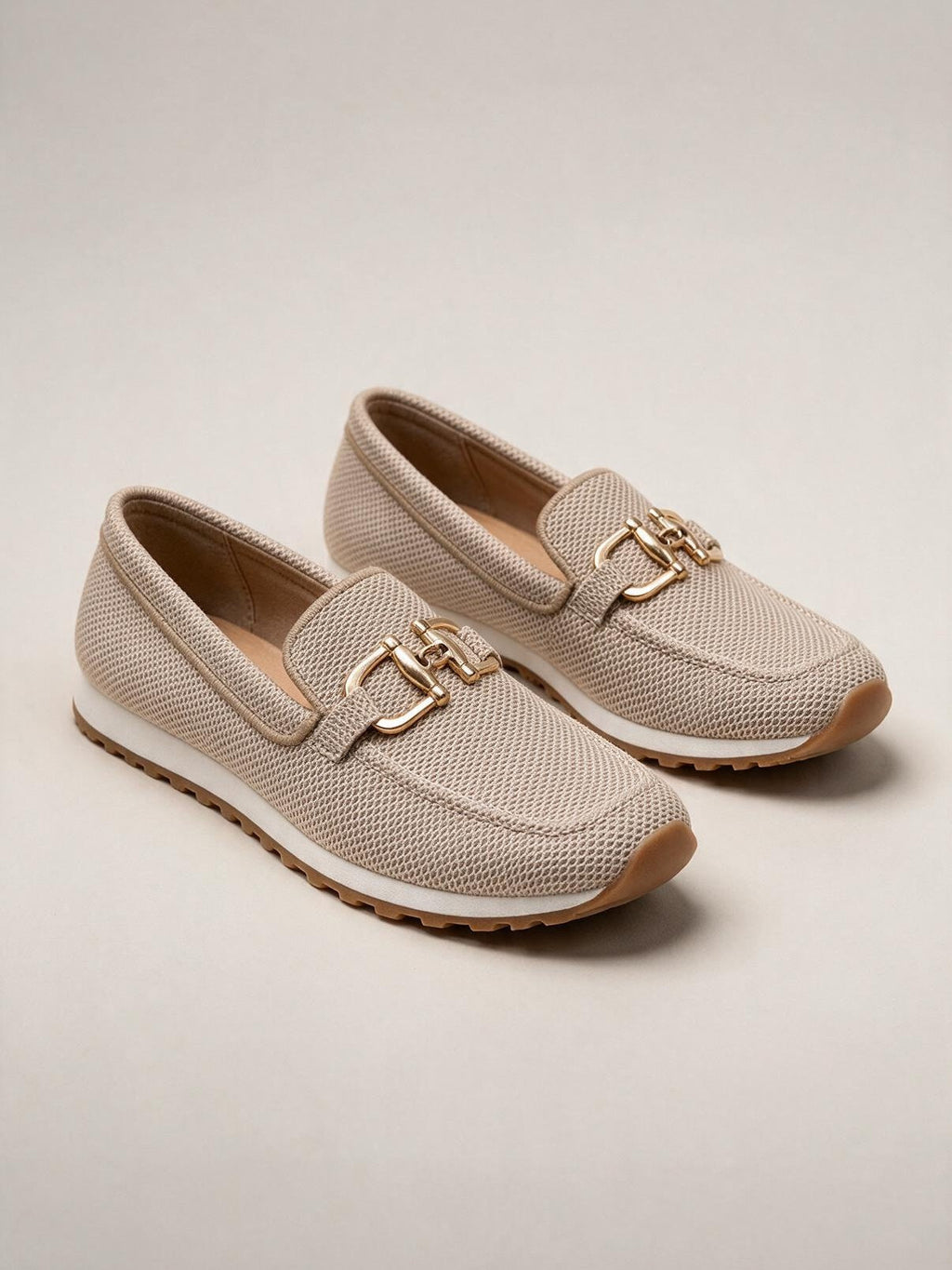 Mocasines con inserto de tul, color beige, cuarta vista