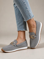 Mocasines con inserto de tul, color gris, vista frontal