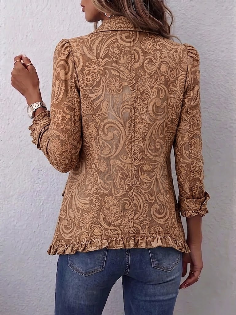 Yuritzi | chamarra estampada con olanes
