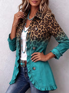 Hermelinda | saco de leopardo degradado con olanes