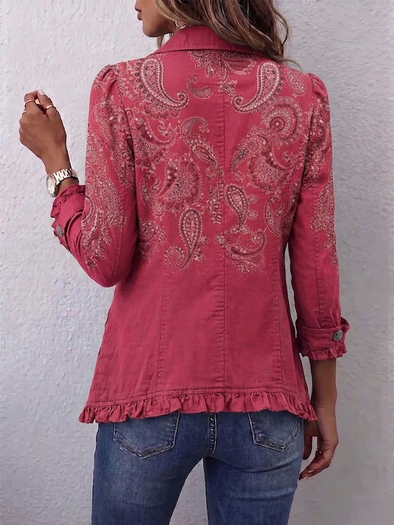 Evelia | chamarra paisley con olanes