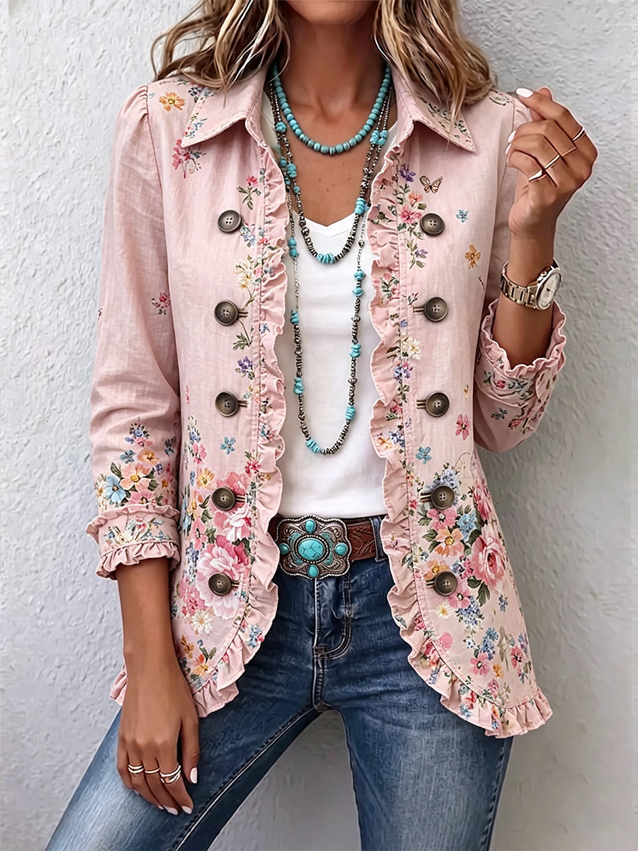 Eulalia | chamarra floral con olanes