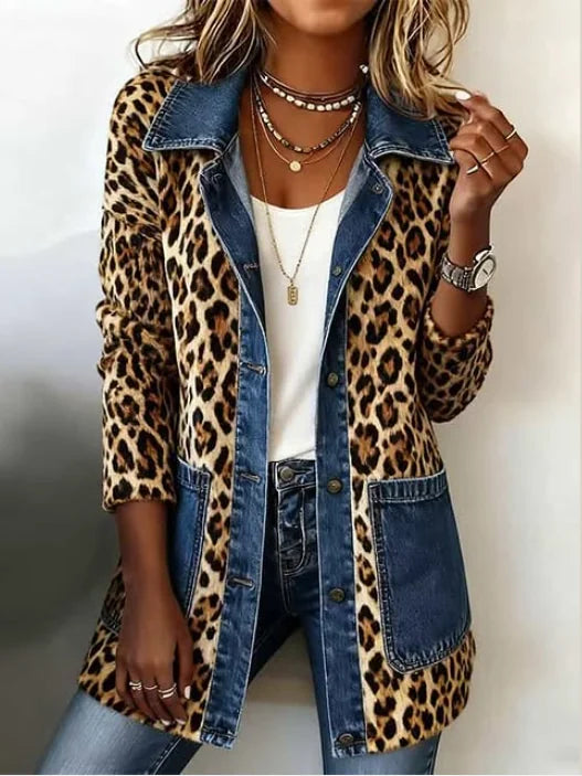 Marisa | chamarra larga de leopardo y mezclilla