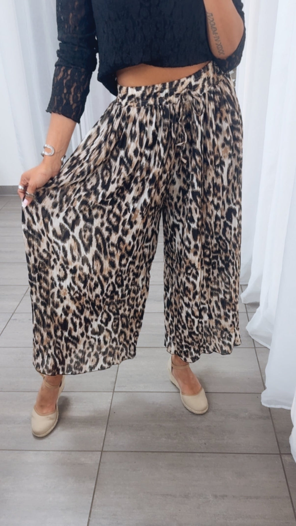 Siena | pantalón plisado de leopardo