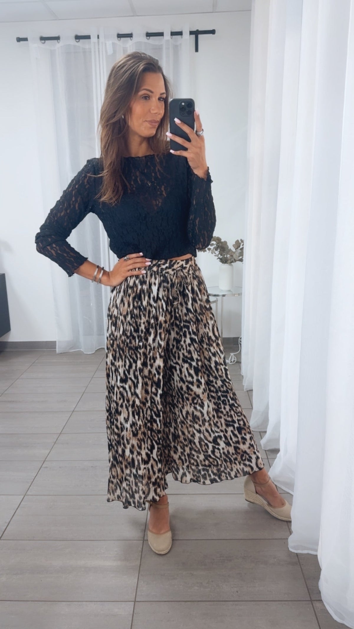 Siena | pantalón plisado de leopardo
