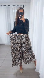 Siena | pantalón plisado de leopardo