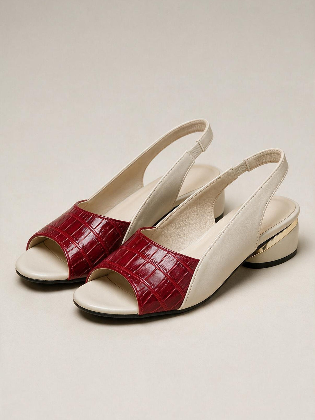 Sandalias de tacón elegantes de línea fina, color rojo, cuarta vista
