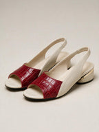 Sandalias de tacón elegantes de línea fina, color rojo, cuarta vista