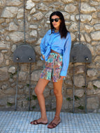 Azalea | shorts de flores aqua