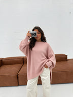 Suéter de mezcla de lana, color rosa, vista frontal