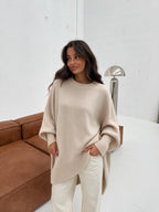 Suéter de mezcla de lana, color beige, vista frontal (2)