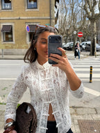 Top de encaje para amarrar, Marfil, tercera vista