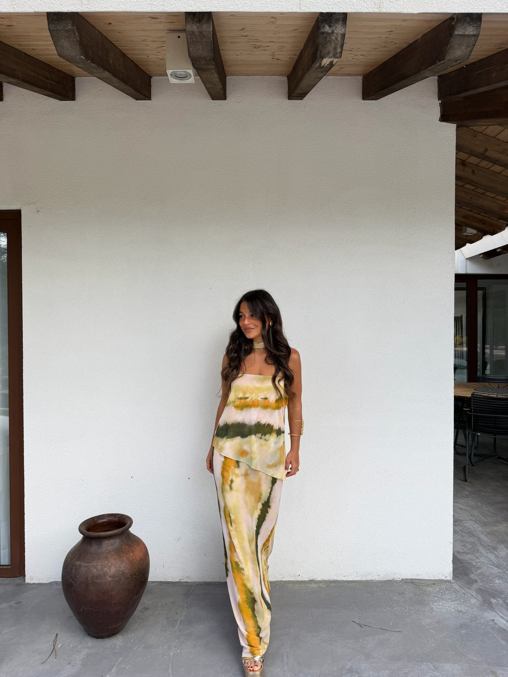 Vestido bustier estampado, Verde, tercera vista