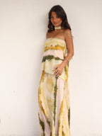 Vestido bustier estampado, Verde, cuarta vista