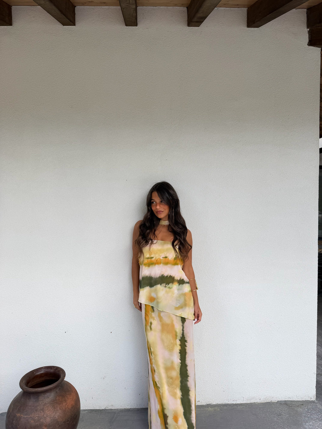 Vestido bustier estampado, Verde, quinta vista