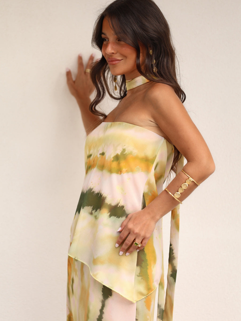 Vestido bustier estampado, Verde, sexta vista