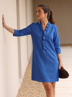 Vestido con escote en V y olanes, novena vista