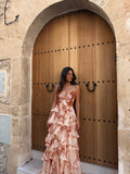 Vestido con olanes superpuestos, vista frontal
