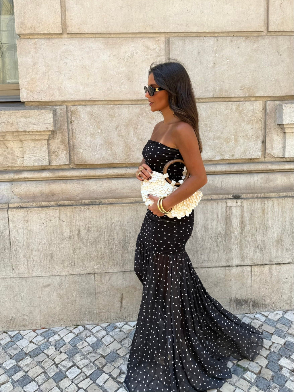 Vestido de lunares, Negro, cuarta vista
