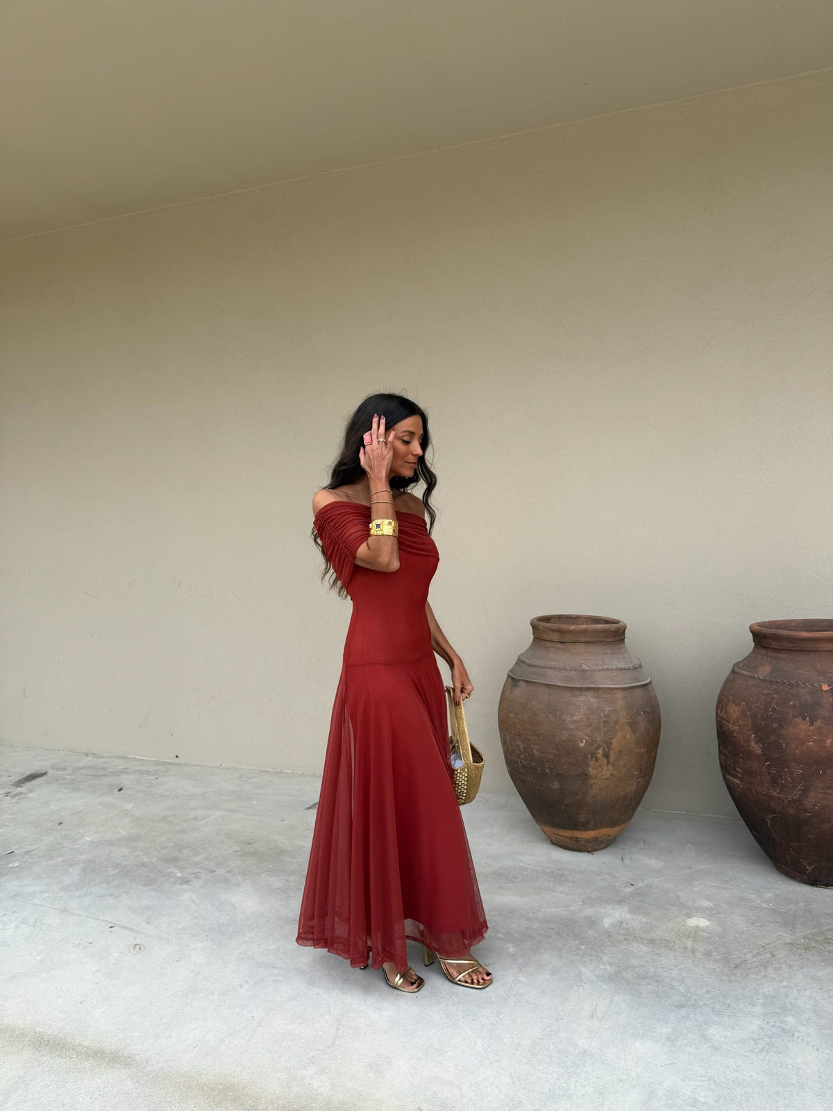 Ariel | vestido de tul terracota