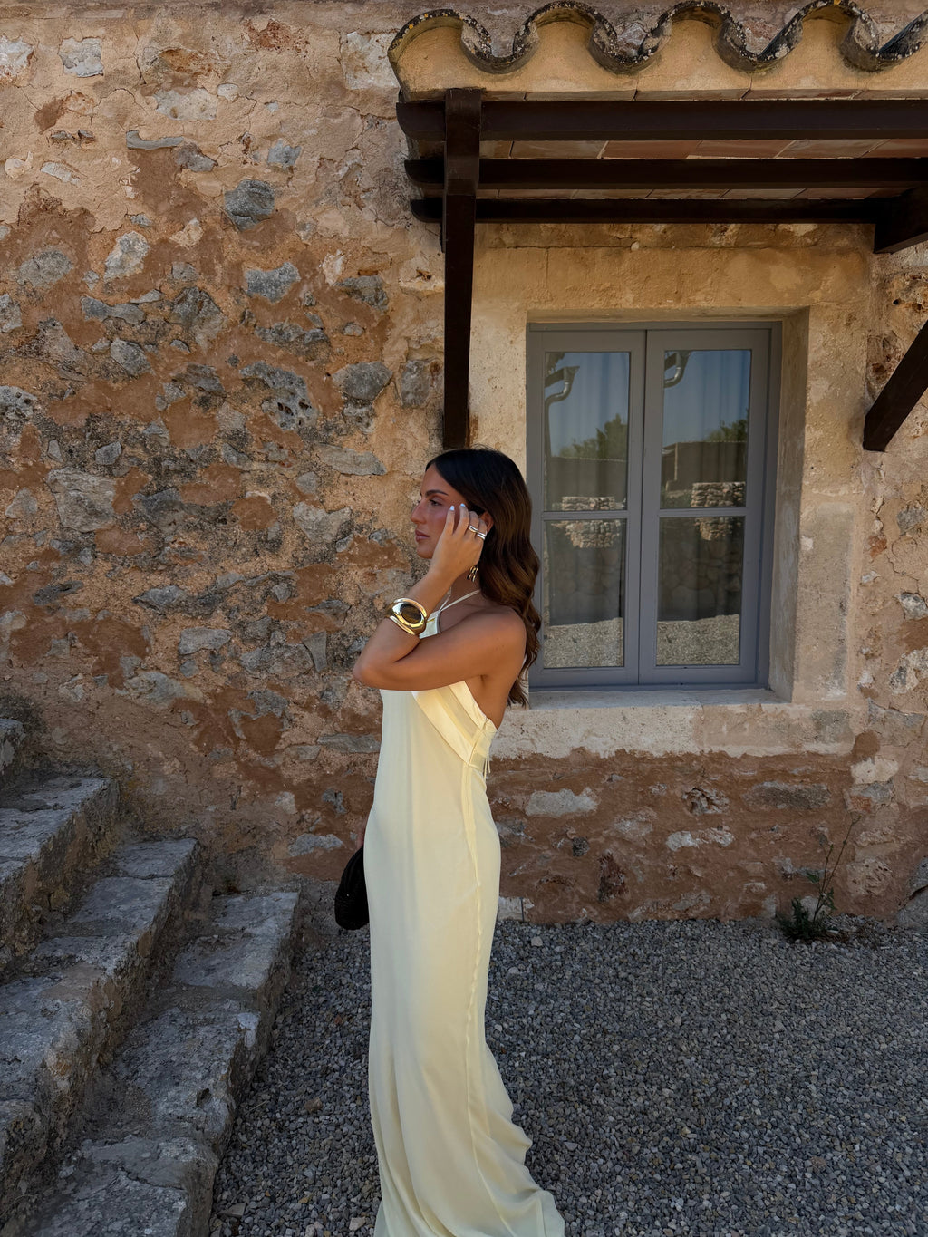 Vestido largo, Amarillo claro, tercera vista