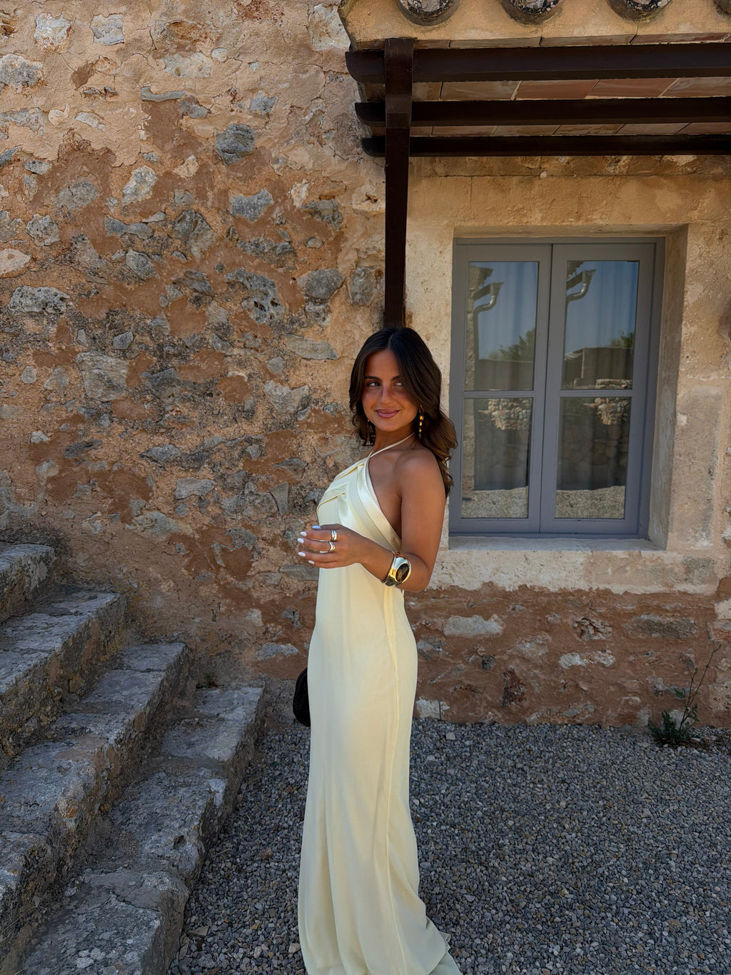 Vestido largo, Amarillo claro, cuarta vista