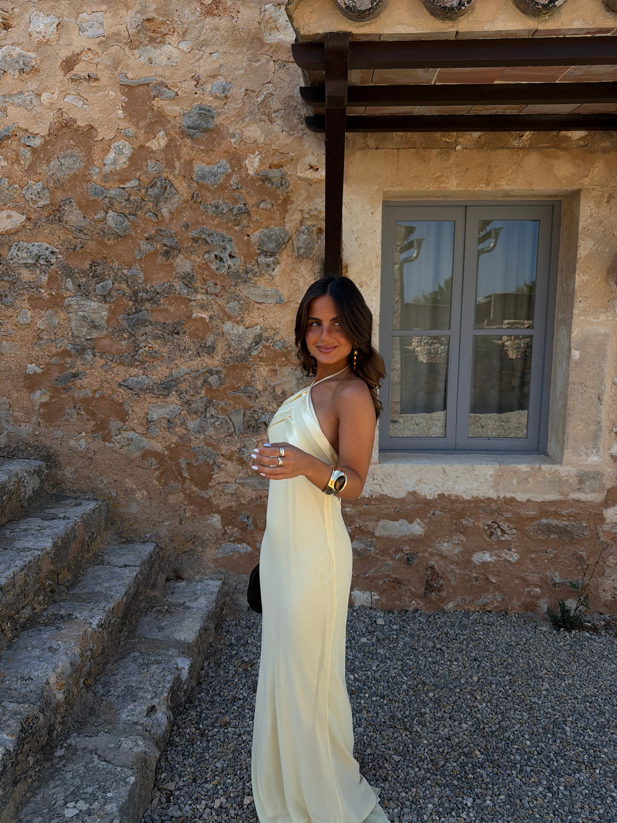 Vestido largo, Amarillo claro, cuarta vista