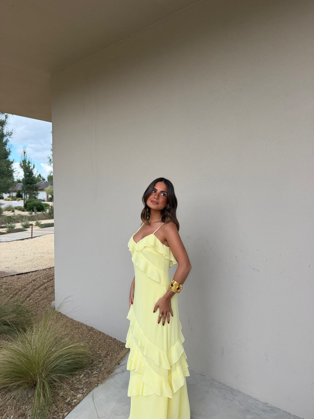 Vestido forrado, Amarillo, tercera vista