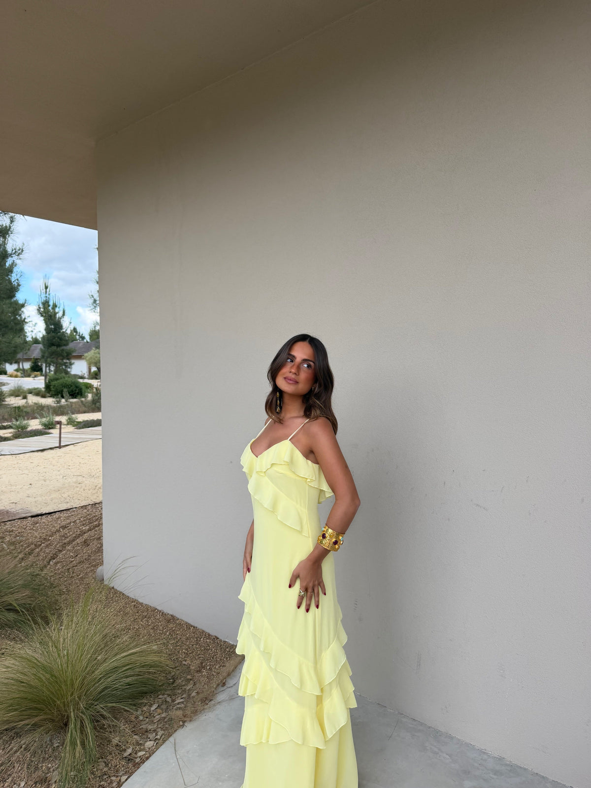 Vestido forrado, Amarillo, tercera vista