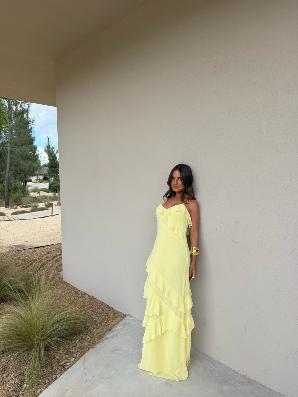 Vestido forrado, Amarillo, quinta vista