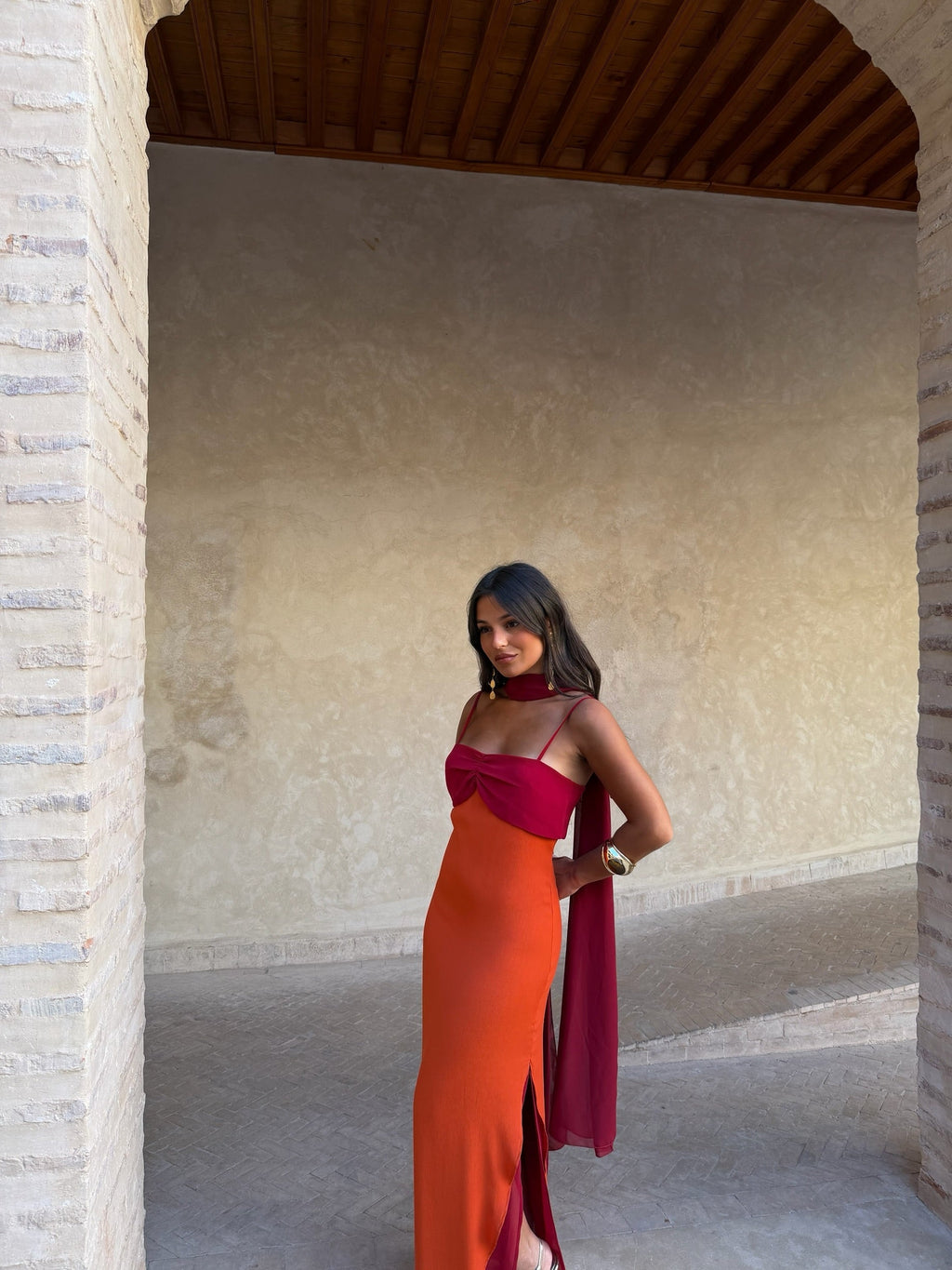 Cristal | vestido largo bicolor