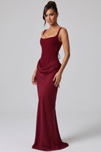 Ayla | vestido largo bustier drapeado