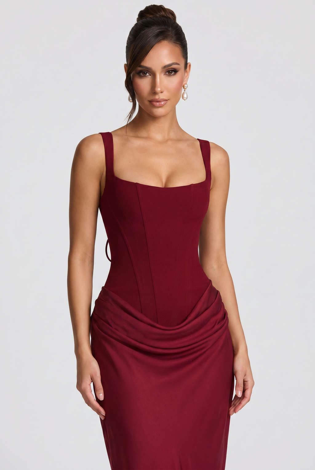 Ayla | vestido largo bustier drapeado