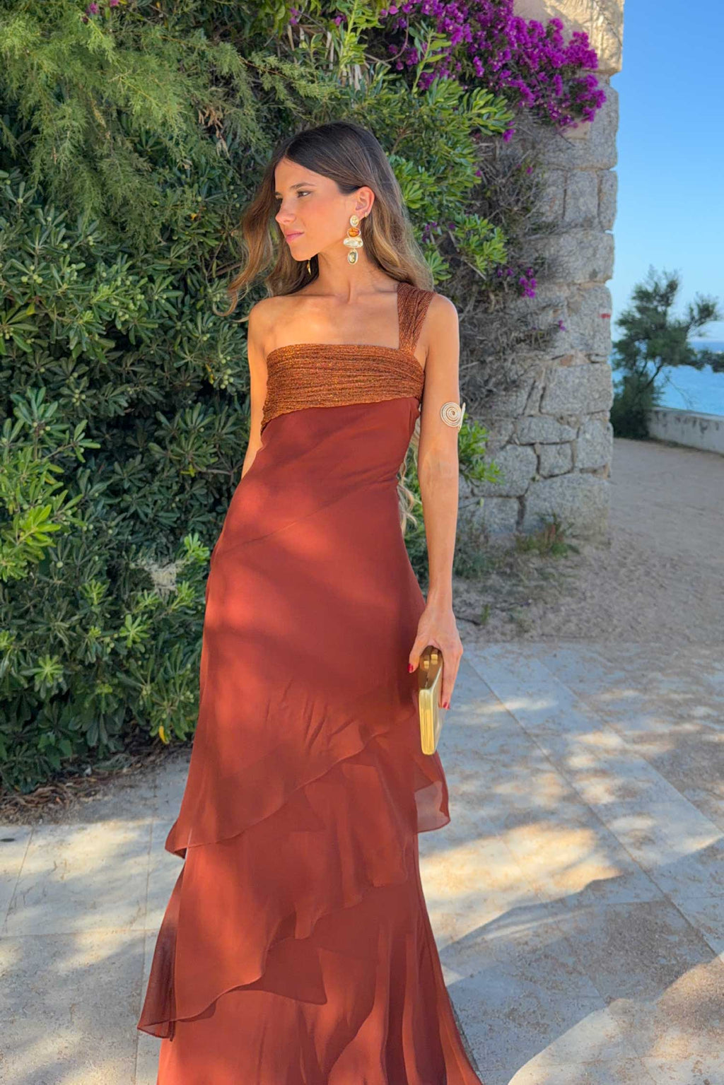 Antonella | vestido largo cobre